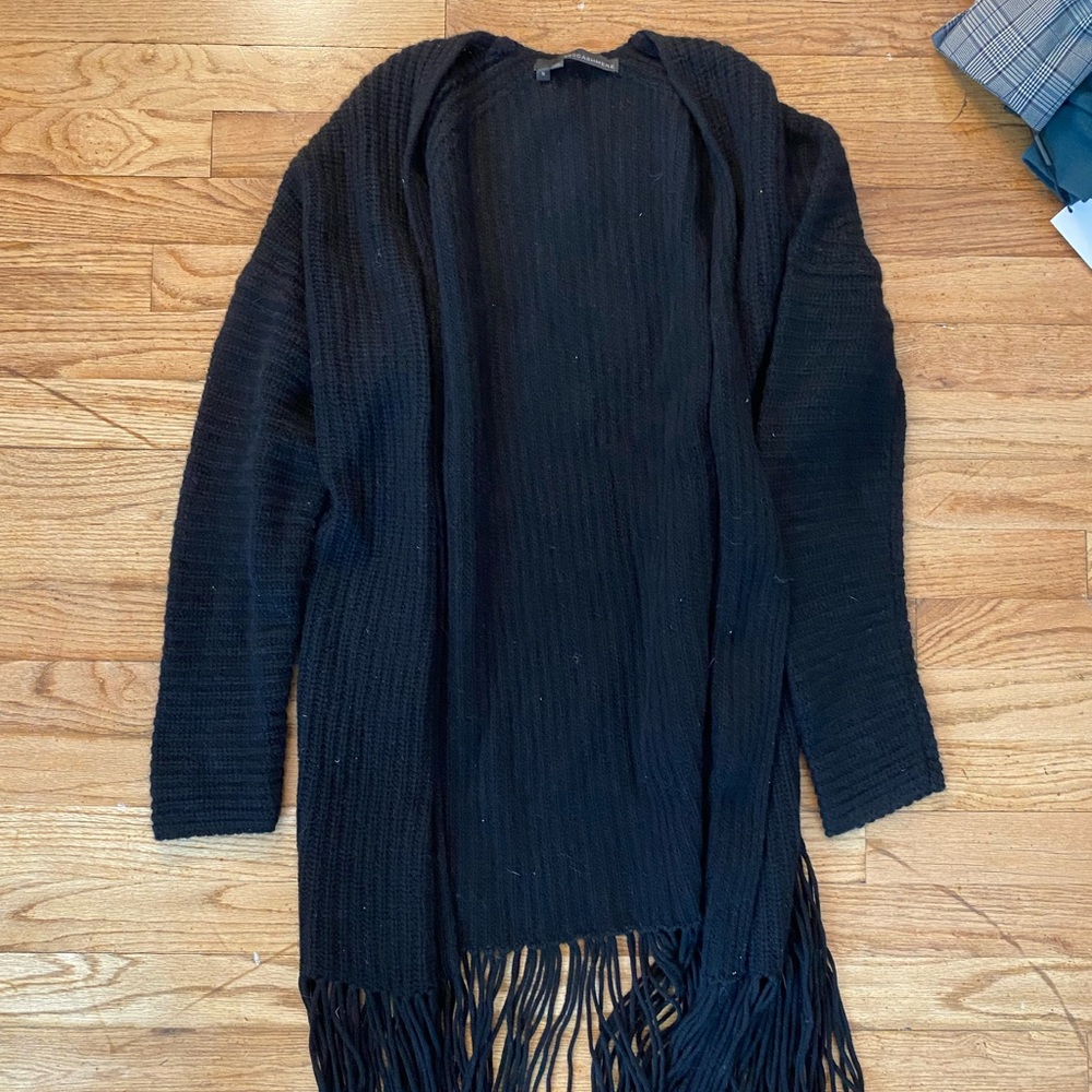 360Cashmere black long cardigan with tassels